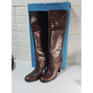NEW Nine West Brown leather Tall Boots High Heeled Boot NWNELVIN 7.5 Moyen